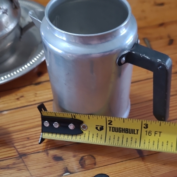 Childs Silver Coffee Set with Black Accents And Tea Pot - Picture 4 of 13